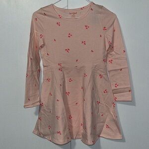 Cat & Jack Girl’s Long Sleeve T-Shirt Dress Peach Pink Floral Size M 7/8